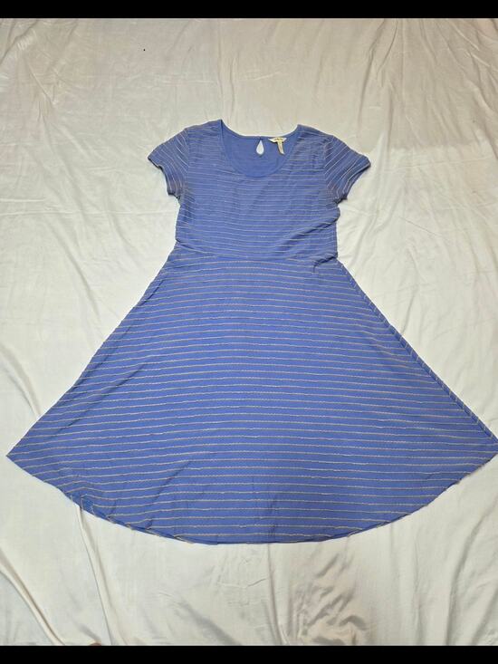 Matilda Jane Dresses & Skirts - Matilda Jane Lavender-Blue Striped Scoop Neck Top with Cream Accents